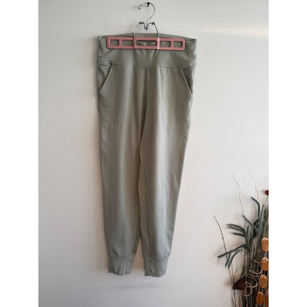 Athleta Womens Sage Green High Rise‎ Fleece Jogger Pants Size S Small Pockets